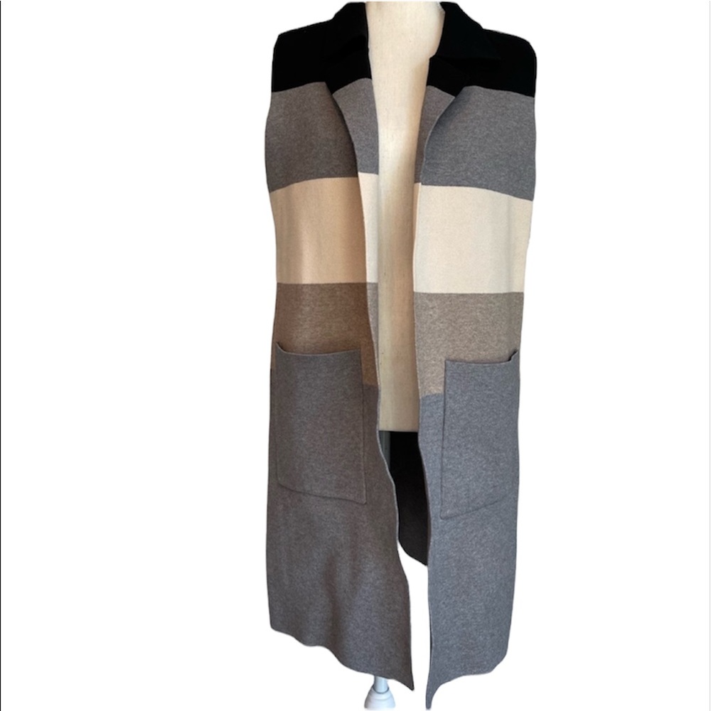 THML Vest Open Front Knit Striped Duster NWT Women’s Size Medium